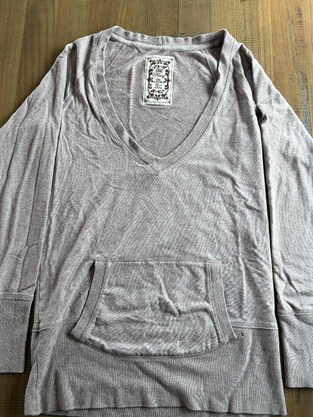 Tan Old Navy V Neck Sweatshirt with Kangaroo Pocket - Size L